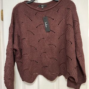 Lulu’s Moonglow burgundy loose-knit sweater size XS
